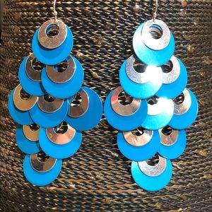 Blue and Silver Chandelier Earrings